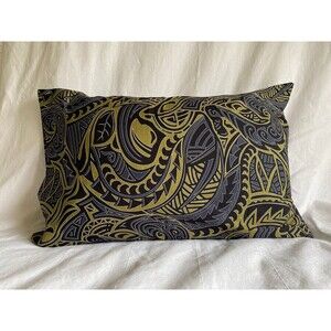 Black, Blue, & Olive Green Polynesian Motif Pillowcase | Handmade | 100% Cotton